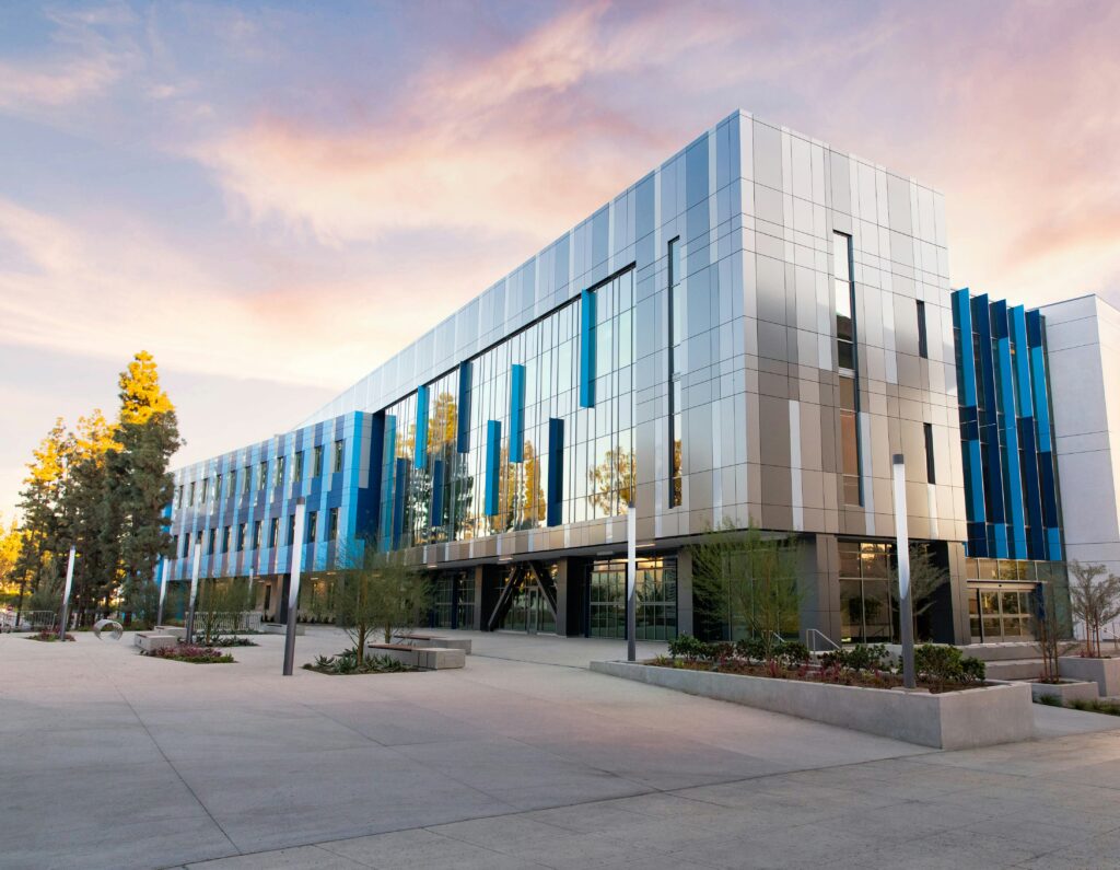 Commercial office building, an income-producing real estate property used in cap rate analysis